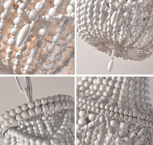 Lampu Gantung Manik-Manik Kayu Gaya Bohemian Sederhana, Lampu Chandelier Manik-Manik Kayu Vintage Rustic - Product Image 6