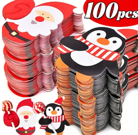 50 Stück/Packung Weihnachts-Lollipop-Anhänger Weihnachtsmann Schneemann Lebkuchenmann Weihnachtsparty-Deko Geschenk-Hängekarten