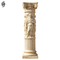 Colonne romaine en marbre blanc naturel européen de haute qualité, sculpture personnalisée, pilier en pierre pour la décoration de villas et d'hôtels