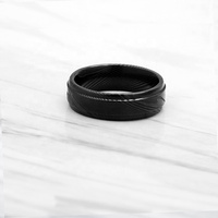 Bague TIZTI 7 mm étanche, tendance, plaquée noire, dôme, pour homme, alliance en acier Damas à grain de bois
