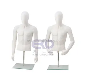 Male Half Body Torso With Head And Shoulders Skin White/Skin Tone Cheap display Plastic Man Upper-body Mannequin