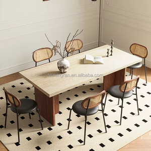 Mesa de Comedor Rectangular de Madera Maciza de Lujo Ligero Italiano, Moderna y Sencilla, de Alta Gama, Combinación de Sillas con Marco Metálico Convertible - Product Image 3