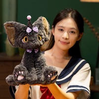 Peluche personnalisée super mignonne de chat noir allemand à poils bouclés pour Halloween, rembourrage en coton PP super doux, cadeau de Noël