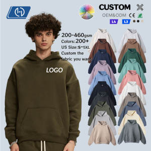 YWGH unisexe pull à capuche surdimensionné goutte épaule personnalisable Streetwear poids lourd français éponge pour l'été en gros en vrac - Product Image 1