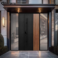 Puertas Batientes con Marco de Aluminio para Entrada Principal Exterior, Vidrio Templado con Rotura de Puente Térmico, Estilo Moderno para Villas y Casas de Playa