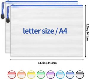 Custom Waterproof Plastic Document Bag Mesh Zipper Pouch Transparent <b>File</b> Folder for School Office Supplies <b>A4</b> Pvc <b>File</b> Bag - Product Image 2