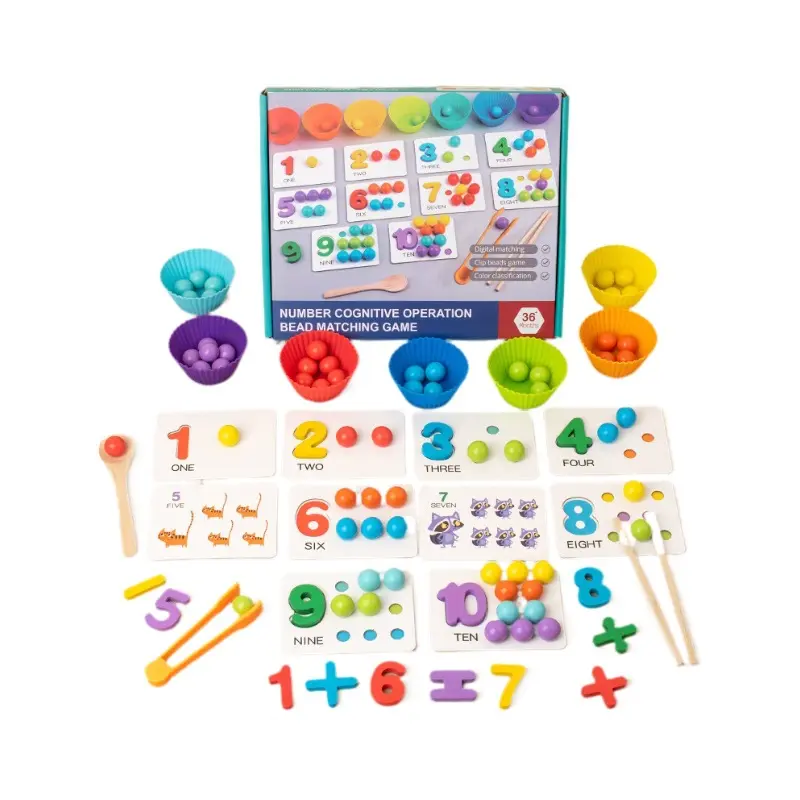 Stam Voorschoolse Leerspeelgoednummer Cognitieve Bediening Clip Kraal Bijpassend Spel Houten Onderwijs Montessori Speelgoed Voor 3 Jaar Oud