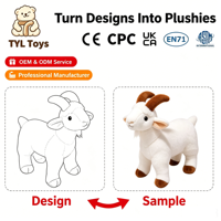 Juguetes de Peluche Personalizados de Cabra y Oveja OEM/ODM, Animales de Peluche Suaves y Gorduchos para Niños, Juguetes de Peluche Personalizados para Regalos Infantiles