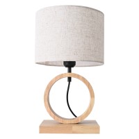 Lampe de table moderne en bois de pin Abat-jour en métal avec alimentation AC/DC à commande tactile Emballage personnalisé pour hall d'entrée de salon d'hôtel-Intérieur E26