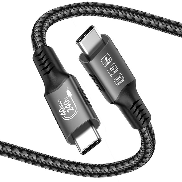 80Gbps 16K USB4 Cable 240W PD 3.1 Fast Charging USB C to USB C Cable Aluminum Shell Braided Audio Video Cable for MacBook Tablet