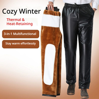Preisgünstige Winter-Fleece-Hosen mit PU-Leder und Goldvelours-Futter, Winddicht und Wasserdicht, Arbeitskleidung für Arbeiter
