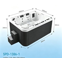 Bain à remous extérieur moderne surdimensionné en acrylique pour jardin, 7 places, 1 chaise longue, bain à remous massant, système de contrôle Balboa
