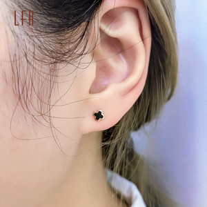 18K Pellow ellow uuuu750 4 <span class=keywords><strong>Leaf</strong></span> lover lower tutud lasslassic arreal <span class=keywords><strong>Leaf</strong></span> arrarrings <span class=keywords><strong>Clover</strong></span> Stud 18K arrold EAF - Product Image 6