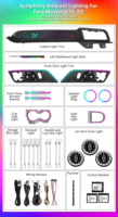 Kit de actualización de iluminación LED interior para Ford Mustang S550 2015-2022, estilo fibra de carbono, con luz ambiental sinfónica y colorida.