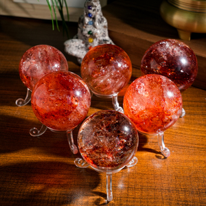 Tự nhiên màu đỏ lửa thạch anh Sphere Tay Chạm Khắc tinh thần Fengshui đá lớn tinh thể tự nhiên bóng đỏ lửa thạch anh quả bóng - Product Image 5