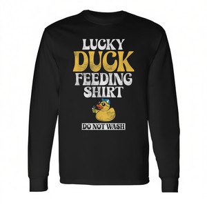 Maglietta Lucky Duck Feeding a maniche lunghe, t-shirt unisex per adulti, taglia media, nera - Product Image 2