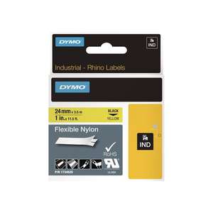 Ruban d'étiquetage DYMO largeur 24 mm ruban longueur 3.5 m ruban nylon flexible noir sur jaune - Product Image 1