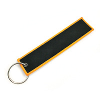 Vendor Tag Pergelangan Tangan Gantungan Kunci Kain Bordir Bunga Hitam Kustom Kait Logam Pink Wrist Woven Keychain