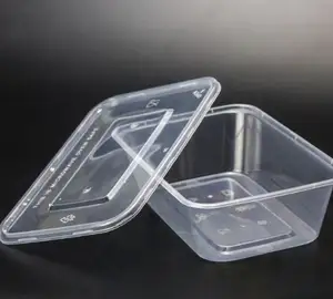 500毫升一次性微波透明pp塑料长方形食品容器带盖