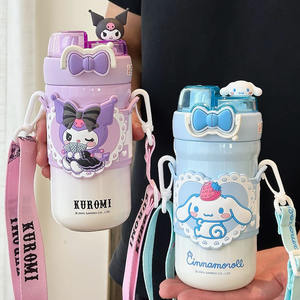Bouteille d'eau isotherme pour enfants Kuromi, 520 ml, portable, pour filles et élèves du primaire, avec sangle et couvercle - Product Image 4