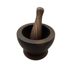 Wooden Mortar and Pestle Set | Natural Wood Spice <b>Grinder</b> | Kitchen <b>Herb</b> Crusher | Handmade Wooden Grinding Bowl - Product Image 3