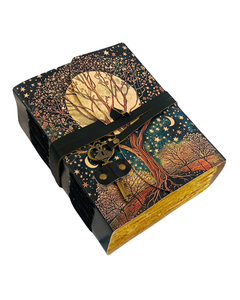 Carnet en cuir fait main Arbre de Vie, Grimoire phases lunaires, Journal vintage avec 200 à 400 pages, Cadeau pour elle - Product Image 6