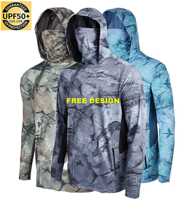 เสื้อฮู้ดดี้ตกปลาแขนยาวสำหรับผู้ชาย ป้องกันแสงแดด UPF50+ แห้งเร็ว พร้อมหน้ากากในตัว เสื้อตกปลาแห้งเร็ว - Product Image 2