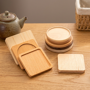 Posavasos de madera natural al por mayor con logotipo grabado a láser, posavasos de madera de nogal y bambú, personalizados con logotipo, cuadrados, en blanco, para regalo. - Product Image 4