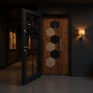 Porte d'entrée en métal géométrique SFA-075, style minimaliste, design simple, pour usage professionnel. - Product Image 1