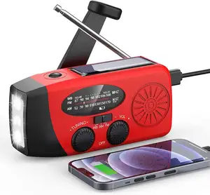 New Portable Small Hand Crank Solar Charger Flashlight Emergency Am/fm 2 Way Radio
