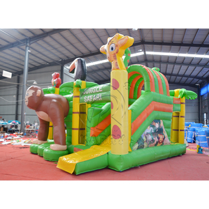 Château gonflable commercial avec toboggan, thème jungle, château gonflable extérieur, château gonflable animalier safari pour enfants - Product Image 2