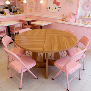 Housse de table ronde pliable en 4 parties pour 10-20 personnes, grande table à manger circulaire, mobilier pour la maison, la cuisine et les restaurants - Product Image 5