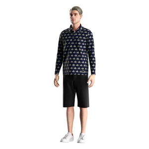 Polo de golf pour homme à manches longues, séchage rapide, en Spandex/Polyester, imprimé par sublimation, style décontracté - Product Image 5