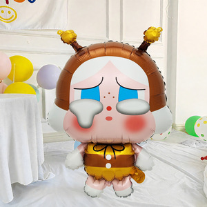 Globo <span class=keywords><strong>de</strong></span> Aluminio con Forma <span class=keywords><strong>de</strong></span> Bebé Alienígena, Diseño Floral 8175, Juguete Infantil, Decoración para Fiestas, CRYBABY Pop Mart - Product Image 2