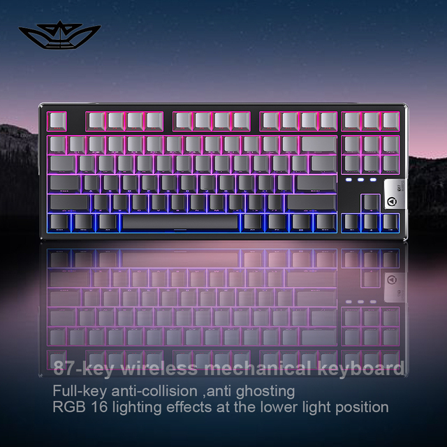 LVKIDRON New 87 Keys 2.4Ghz Wireless USB-C Hot-Swap RGB Backlit Anti-Ghosting Programmable Mechanical Gaming Keyboard Plug&Play