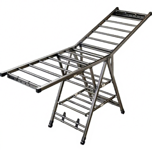 Adjustable <b>Foldable</b> <b>Clothes</b> <b>Drying</b> <b>Rack</b> Carbon Steel Laundry Airer with Wheels 3 Tier Space Saving <b>Drying</b> Stand - Product Image 1