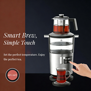 Nuovo Modello <span class=keywords><strong>Samovar</strong></span> <span class=keywords><strong>Elettrico</strong></span> Senza Fili 2300W, Teiera 3.5L + 1L in Vetro Borosilicato, Bollitore per Tè Turco Digitale per Uso Domestico - Product Image 3