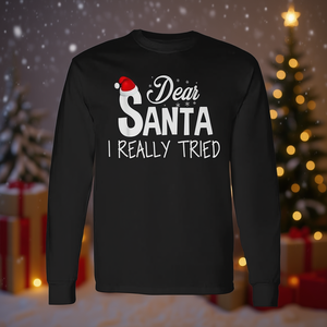 Caro Babbo Natale, ho provato davvero, maglietta a maniche lunghe, camicia natalizia - Product Image 2