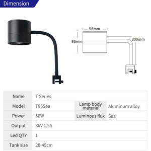 Lampe <span class=keywords><strong>LED</strong></span> marine Week <span class=keywords><strong>Aqua</strong></span> T95Sea 50W pour <span class=keywords><strong>aquarium</strong></span>, spectre complet RGB+UVa, dimmable par application, à clipser, pour réservoir de récif LPS SPS de <span class=keywords><strong>20</strong></span> à 45 cm - Product Image 6