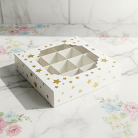 Boîtes en papier gaufré brillant de luxe à 16 compartiments avec fenêtre transparente pour emballage de chocolats, biscuits, bonbons, macarons et pâtisseries