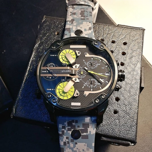 Montre de luxe à quartz pour hommes Montre de sport classique multifonction en acier inoxydable et <span class=keywords><strong>cuir</strong></span> - Product Image 1