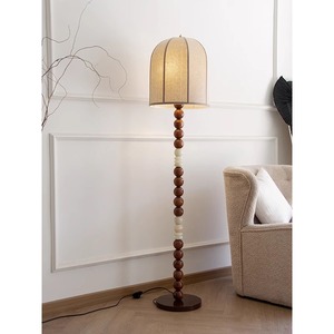 Retro <b>Floor</b> Lamp Led Light Source Switch Control Flax Shade For Living Room <b>Sofa</b> Side - Product Image 1