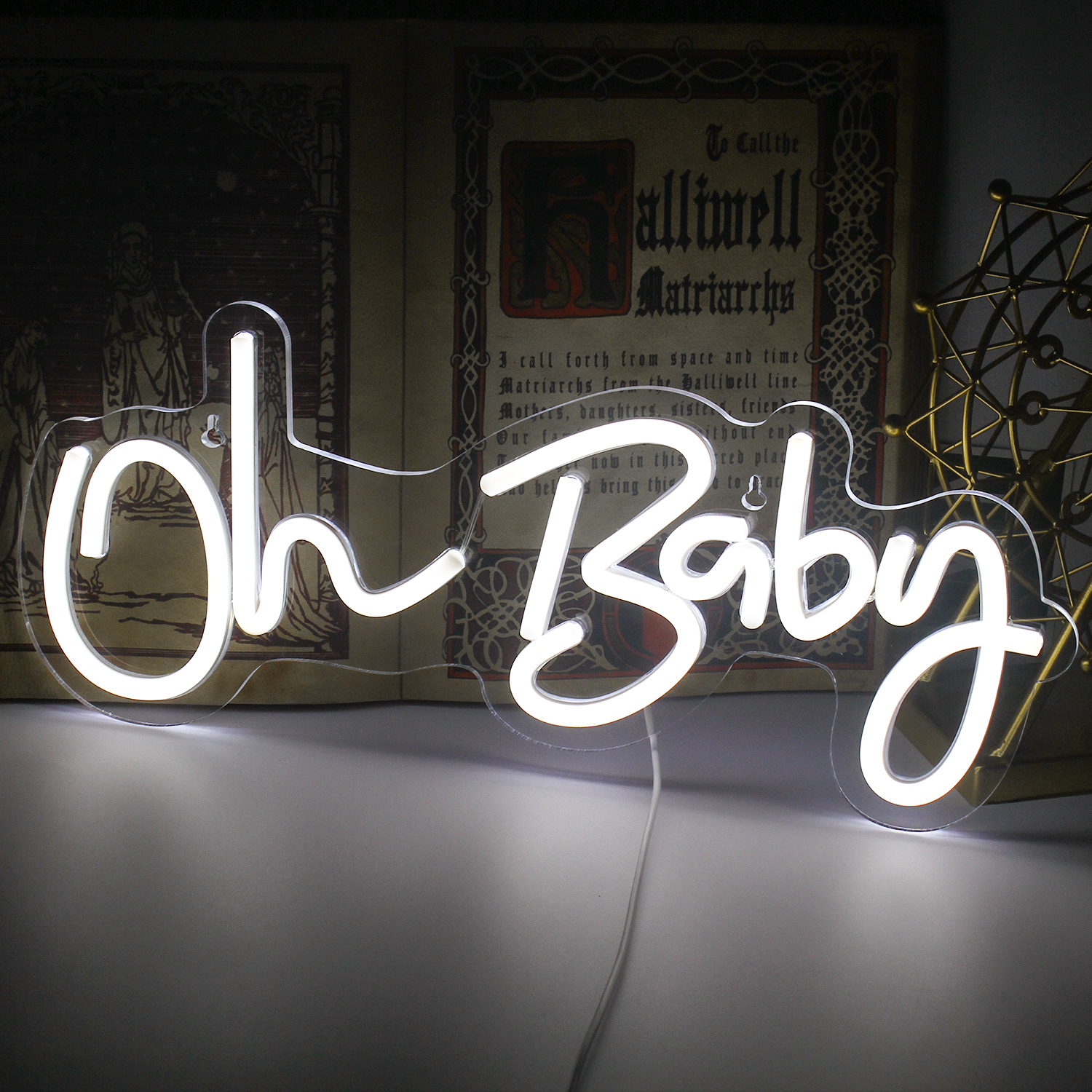 Неоновые акриловые вывески на заказ, светодиодные гибкие неоновые вывески Oh Baby, светящиеся белые лампы из ПВХ, подсветка, дневное время