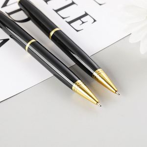 Gloss Piano Black Gold Trim Twist Metal Ballpoint <b>Pen</b>, Classic Luxury Rotating Executive Signature <b>Pen</b> - Product Image 3