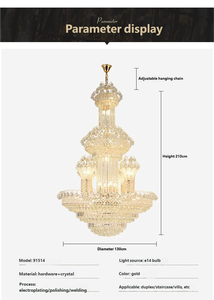 JYLIGHTING kristal avize tavan asılı lambalar lüks avize merdiven oturma odası otel Villa için cami ışık - Product Image 2