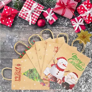 Sacchetto di carta Kraft per lo Shopping marrone di alta qualità per la stampa personalizzata all'ingrosso sacchetto di carta regalo sacchetto di carta di natale