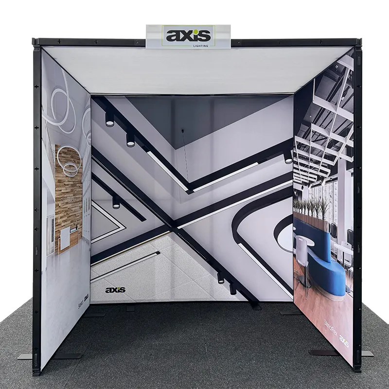 Cabine de alumínio modular personalizada para feiras comerciais, cabine de exibição fácil de configurar, novo design de cabine para feiras comerciais, estrutura de 1,5x2,5m