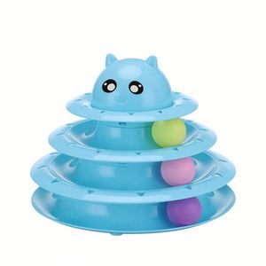 Wholesale Three-layer Carousel <b>Plastic</b> Simple Pet Toy Cat Supplies Interactive Funny Self-pleasure Amusement <b>Disc</b> Track Ball - Product Image 1