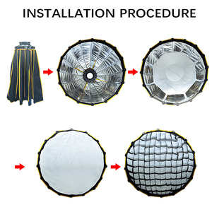 Parabole en plastique 60/70/90/120 cm pour un montage rapide professionnel avec grille et monture Bowens pour éclairage LED de studio - Product Image 4