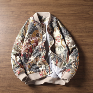 Chaqueta Bomber de Hombre, Estilo Americano Retro, Acolchada, con Flecos, Diseño Único, para Streetwear - Product Image 2